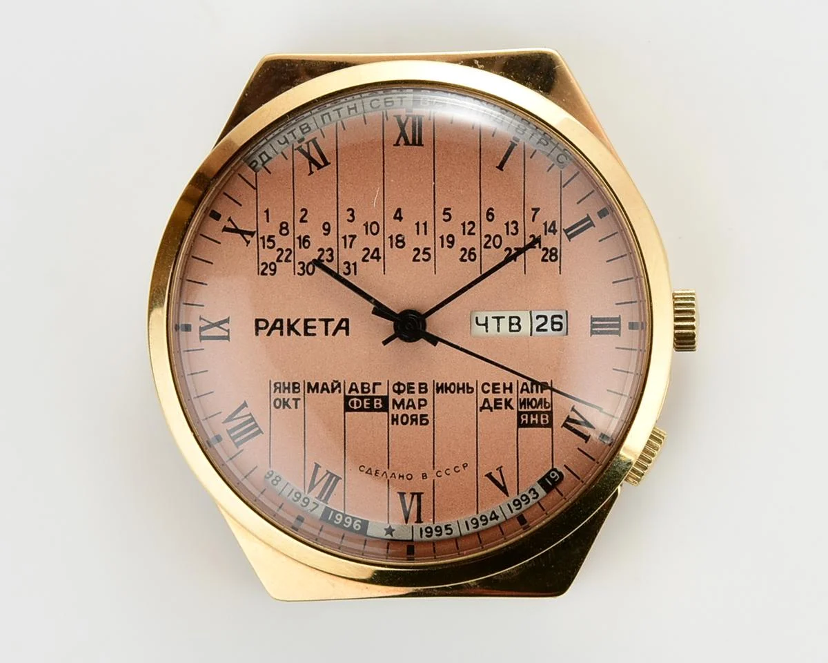 TIME CAPSULE: Vintage Soviet Raketa gold-plated perpetual calendar watch - New Old Stock (NOS)!