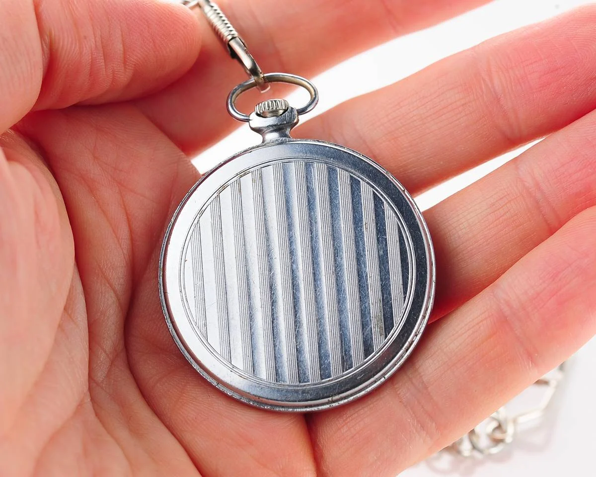 Molnija open face vintage Soviet pocket watch