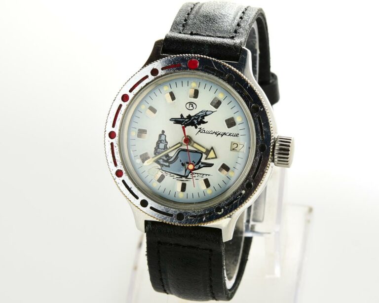 Self winding Vostok Amphibia mechanical watch with Admiral Kuznetsov aircraft carrier!