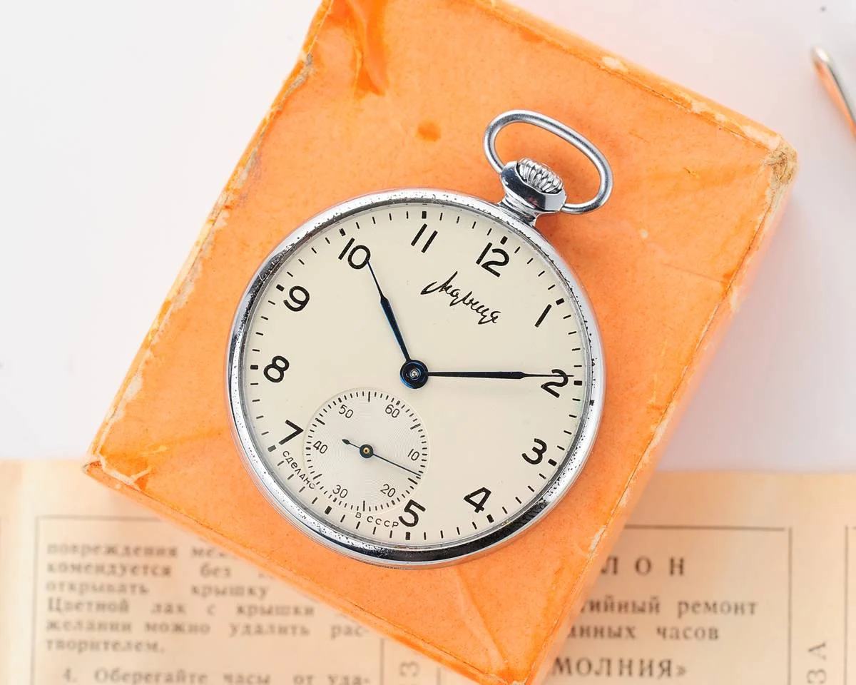 TIME CAPSULE: Vintage Molnija open face Soviet pocket watch, New Old Stock!