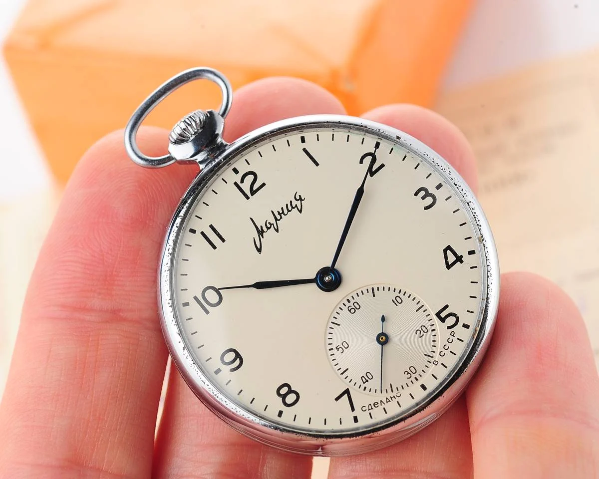 TIME CAPSULE: Vintage Molnija open face Soviet pocket watch, New Old Stock!
