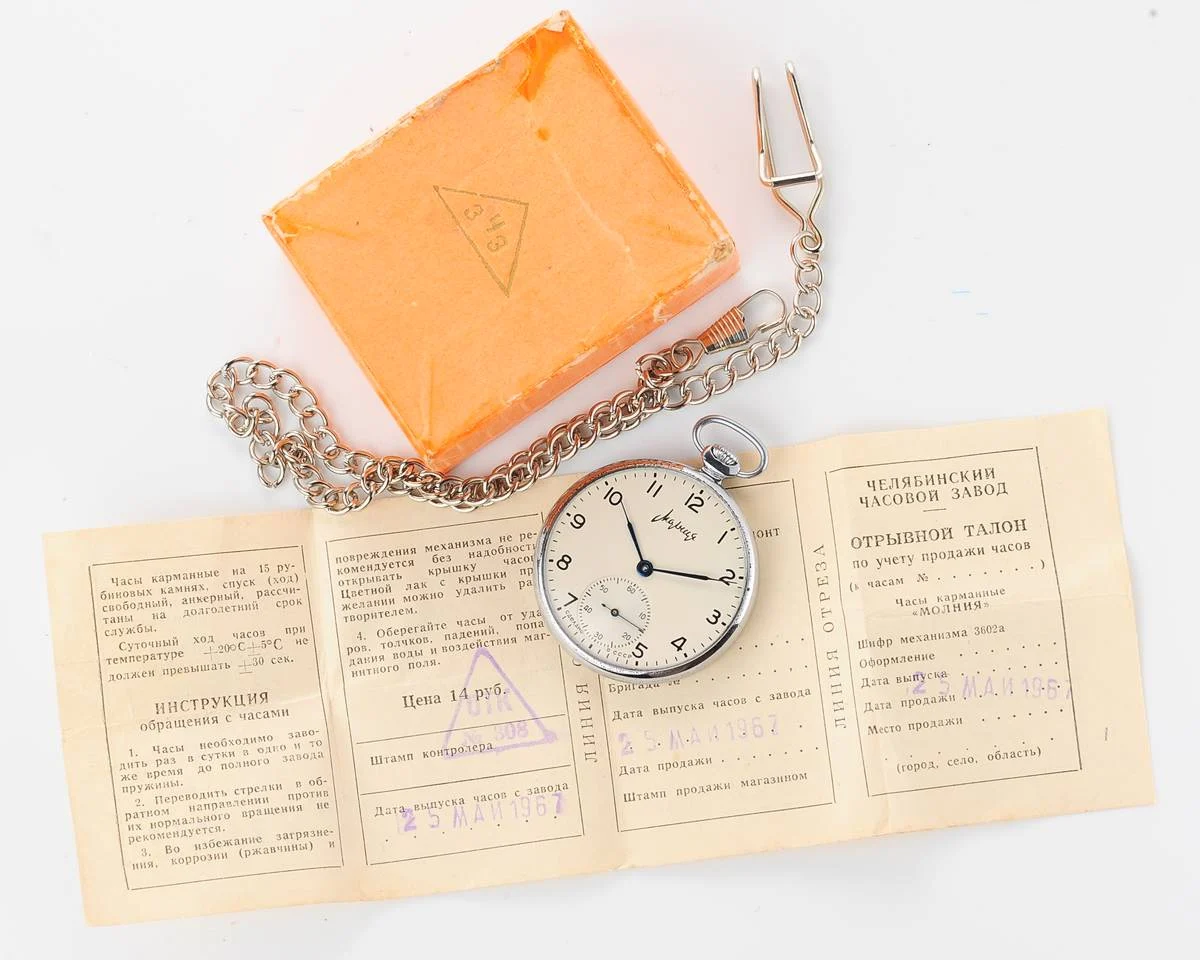 TIME CAPSULE: Vintage Molnija open face Soviet pocket watch, New Old Stock!
