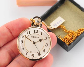 TIME CAPSULE: Vintage gold-plated Soviet Raketa open face Soviet pocket watch, New Old Stock!