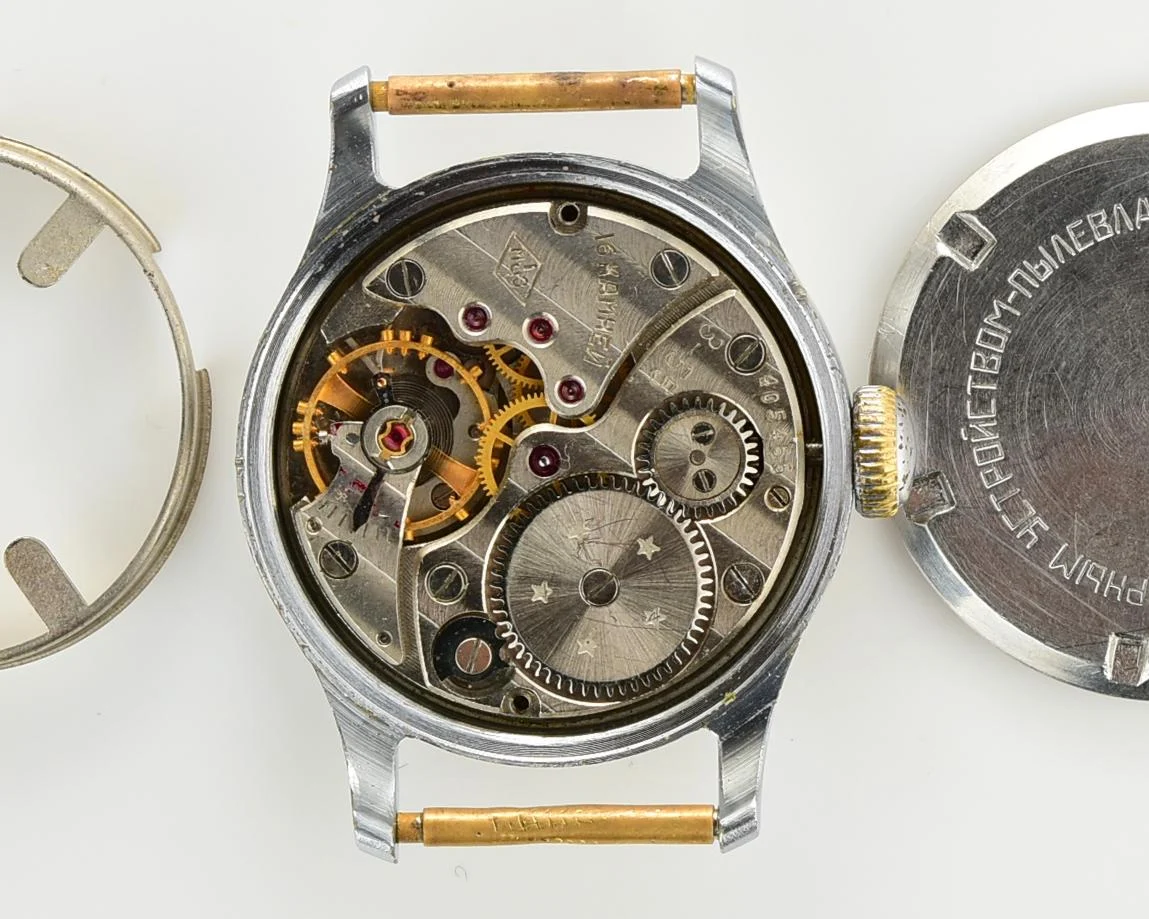 Vintage Soviet Mayak mechanical watch from 1950s - in hermetic case with perlon strap