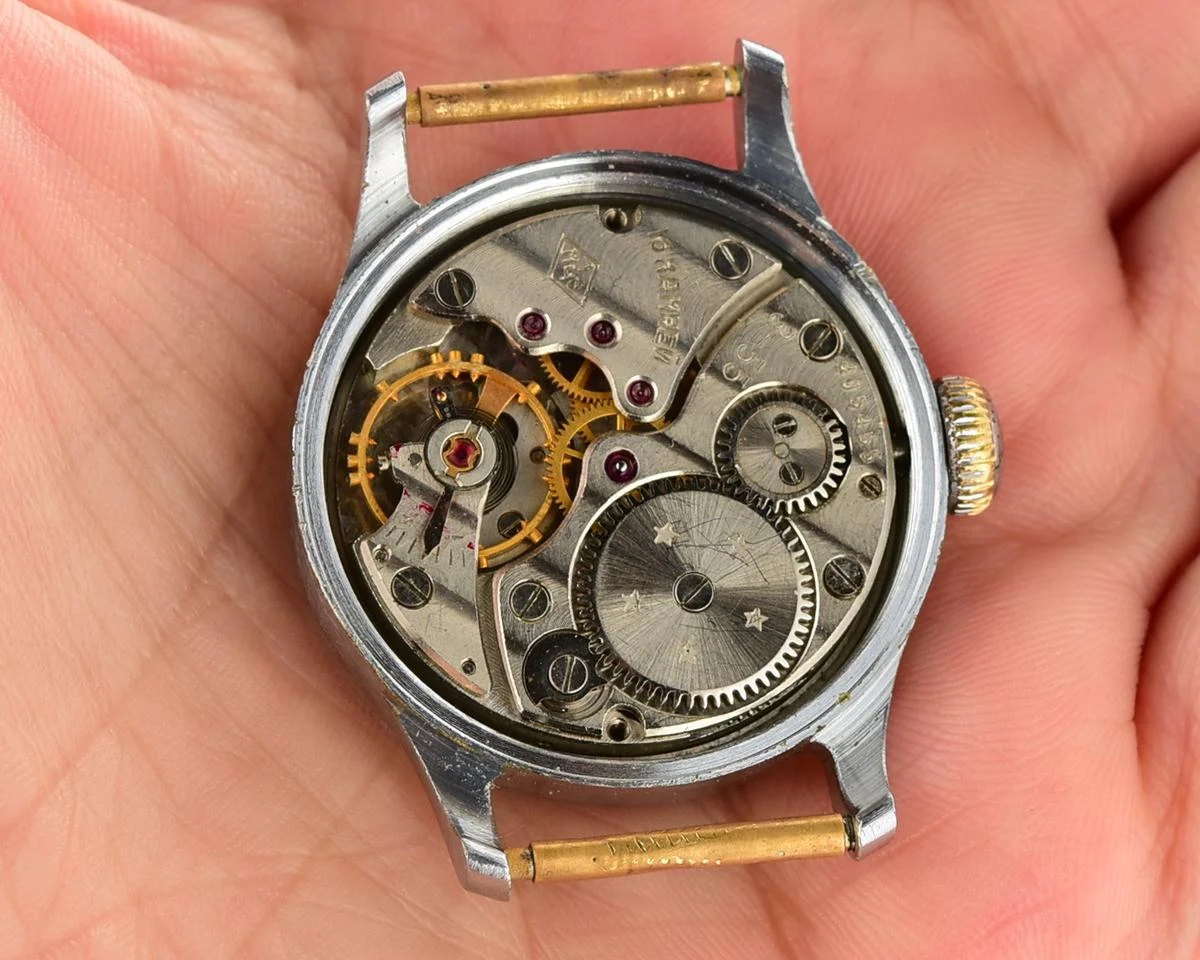 Vintage Soviet Mayak mechanical watch from 1950s - in hermetic case with perlon strap