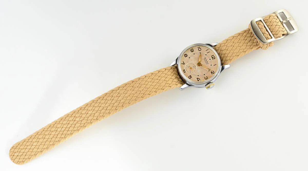 Vintage Soviet Mayak mechanical watch from 1950s - in hermetic case with perlon strap