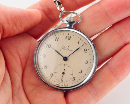 Molnija open face vintage soviet pocket watch