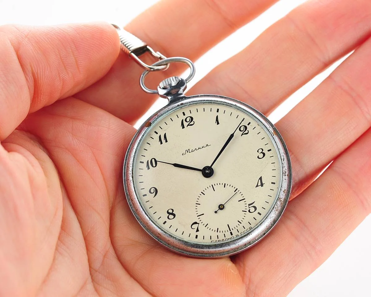 Molnija open face vintage Soviet pocket watch