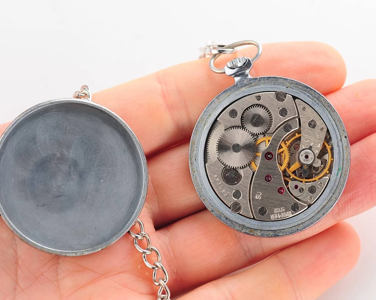 Molnija open face vintage Soviet pocket watch