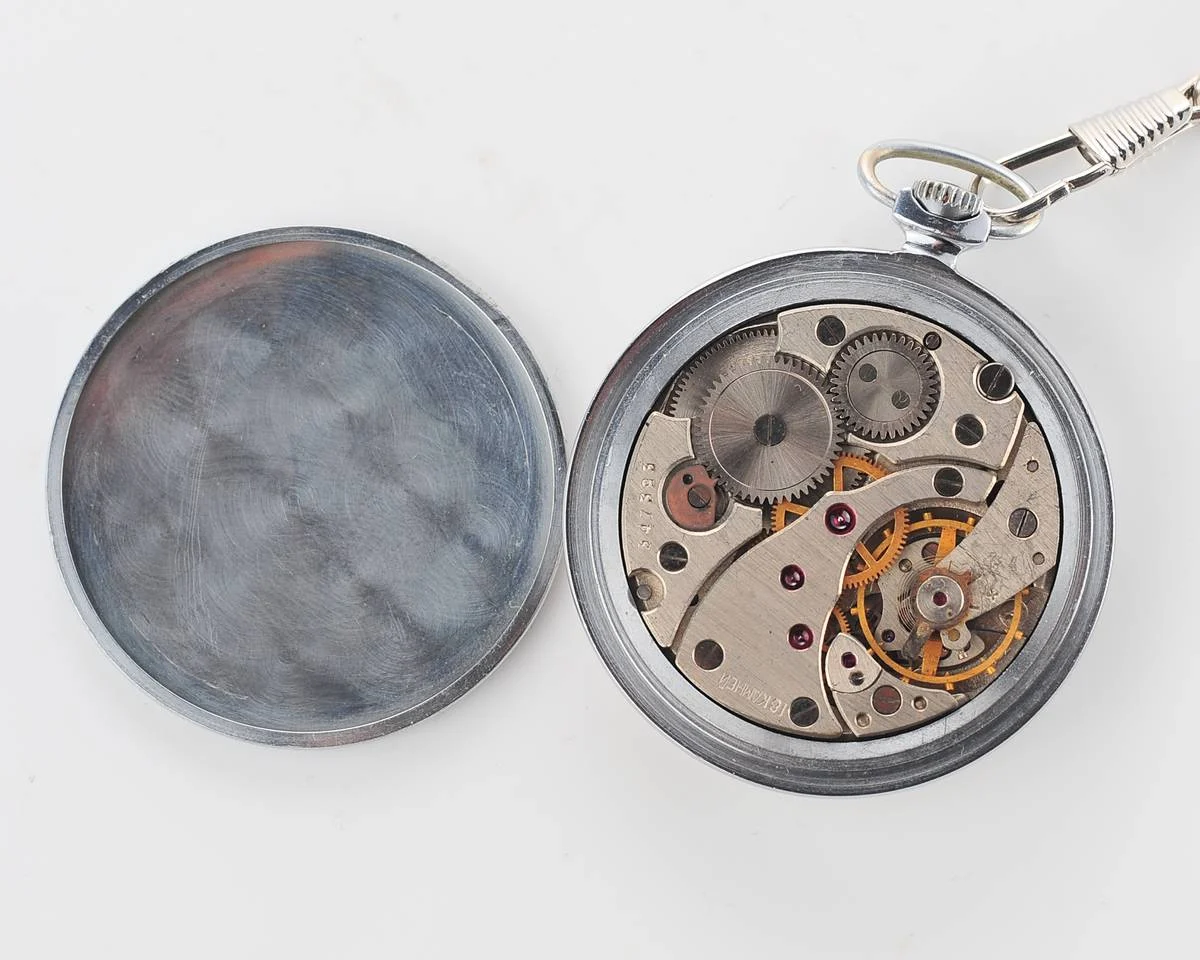 Molnija open face vintage Soviet pocket watch