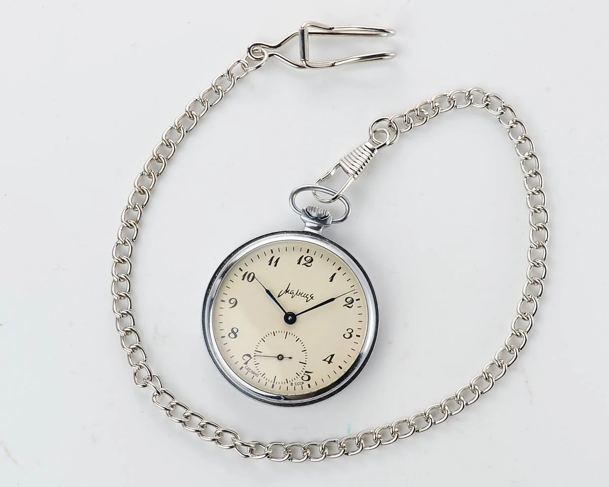Molnija open face vintage Soviet pocket watch
