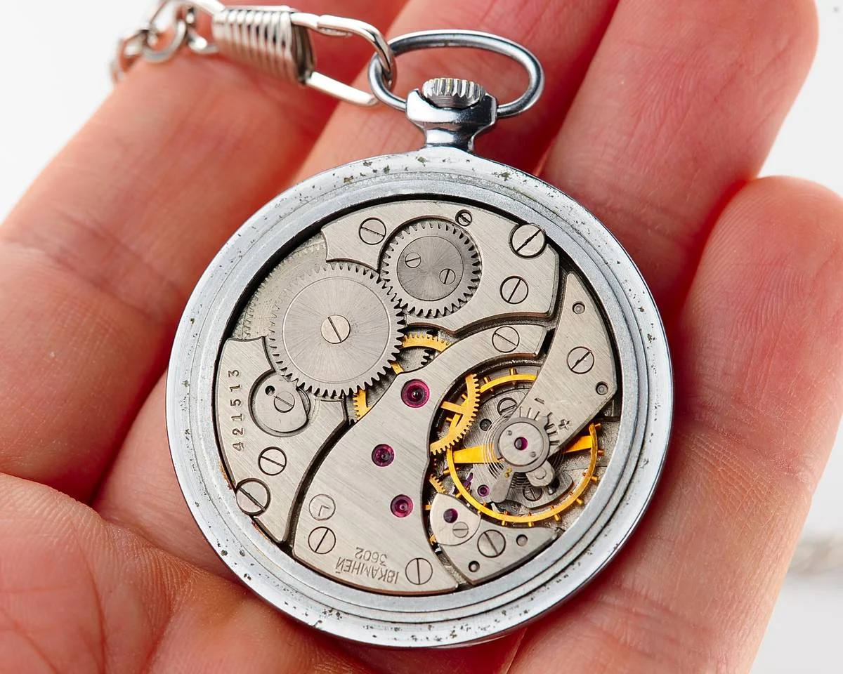 Molnija open face vintage Soviet pocket watch