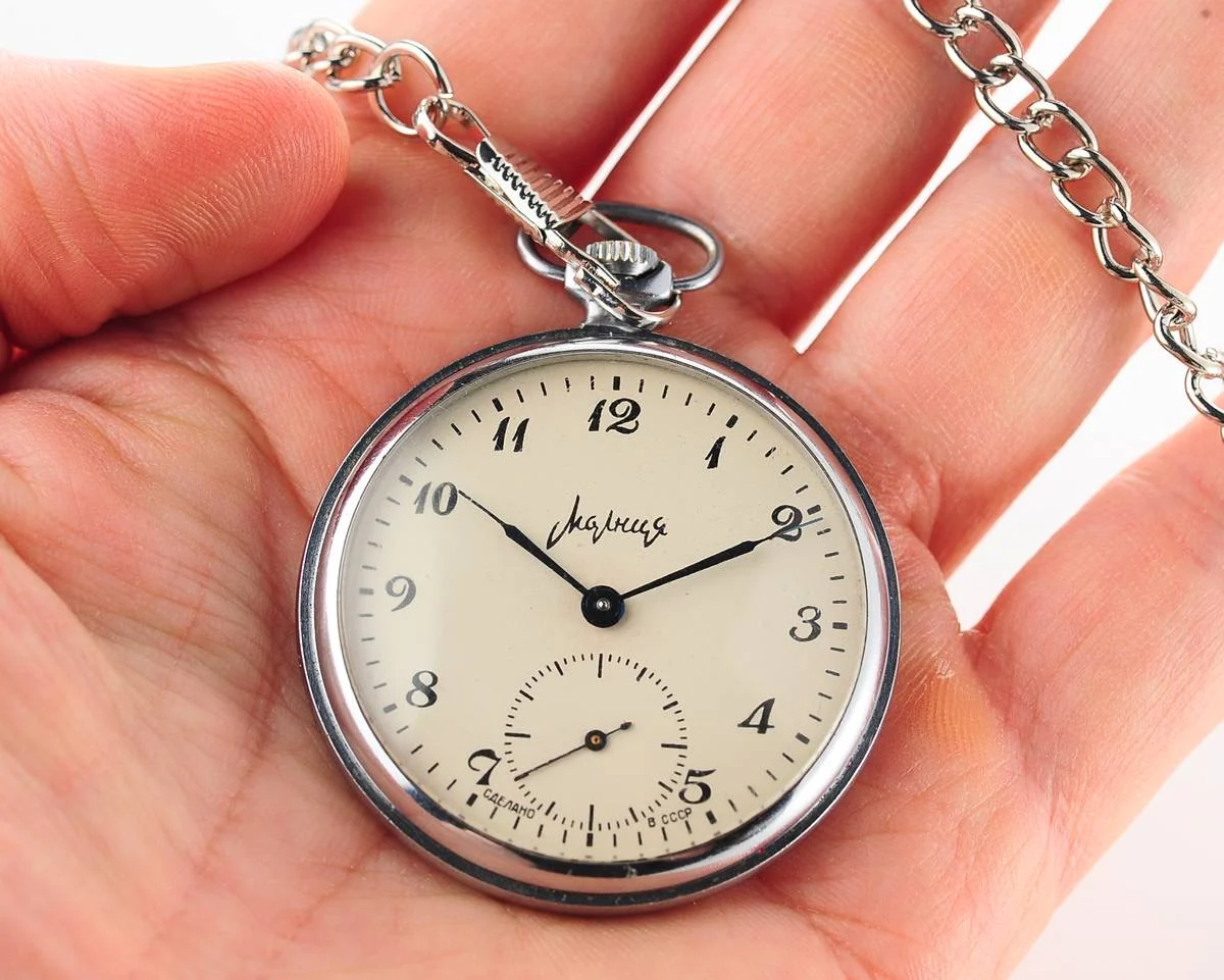 Molnija open face vintage Soviet pocket watch