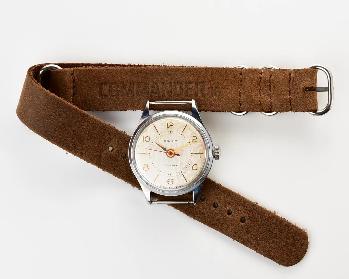Soviet Volna 22 jewels vintage mechanical watch with NATO handmade genuine leather strap