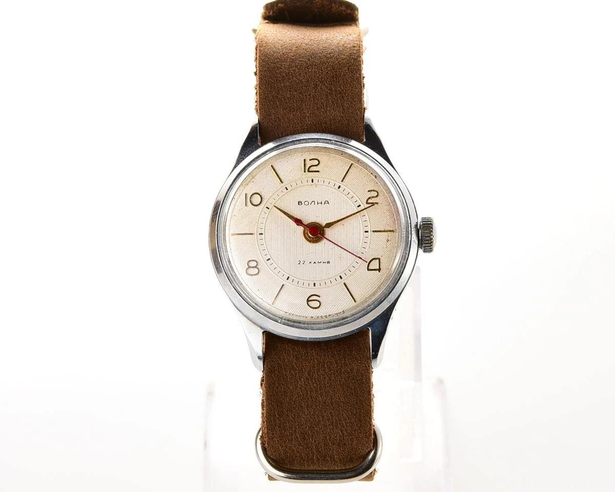 Soviet Volna 22 jewels vintage mechanical watch with NATO handmade genuine leather strap