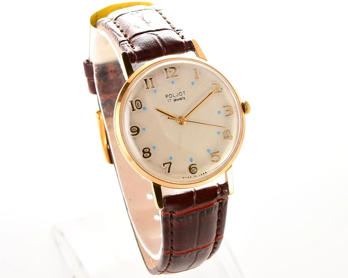 Beautiful vintage mechanical Poljot, gold-plated AU20