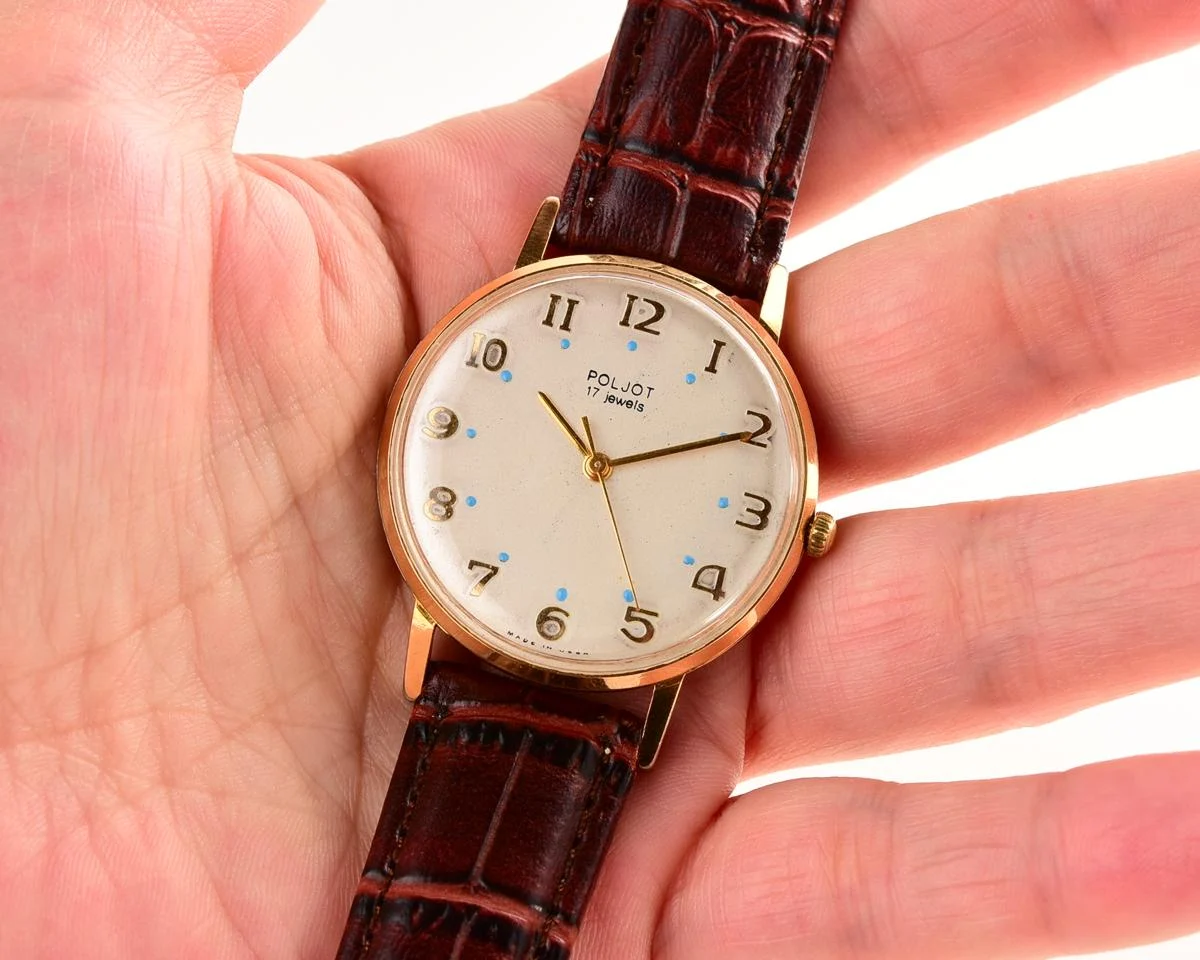 Beautiful vintage mechanical Poljot, gold-plated AU20