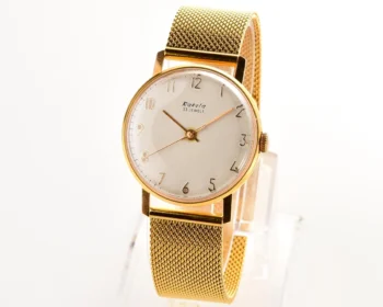 Rare! Excellent vintage gold-plated Raketa mechanical watch with gold-plated bracelet