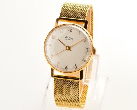 RARE! Excellent vintage gold-plated RAKETA mechanical watch with gold-plated bracelet