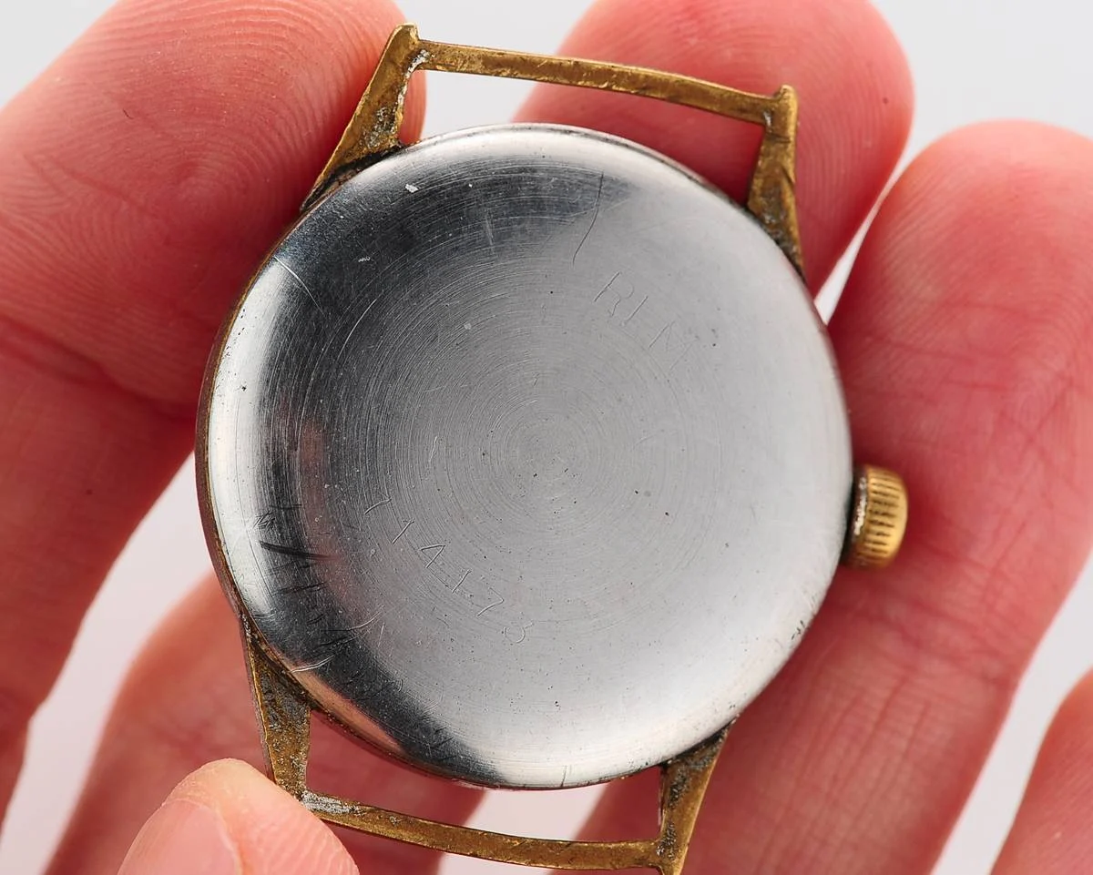 German wrist watch Aeschbach, UROFA 58 Glashütte movement, World War II 1940s
