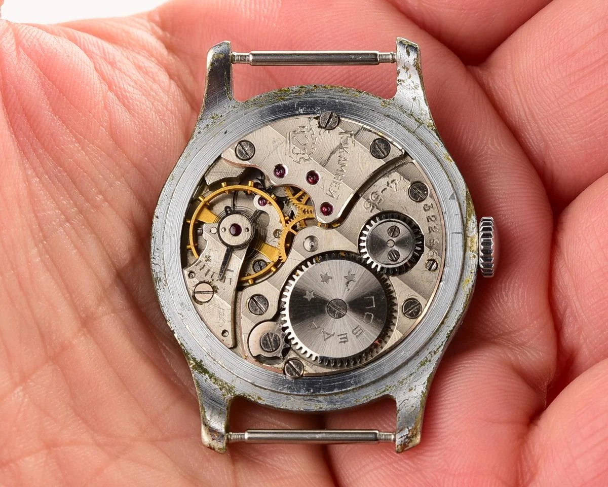Vintage Soviet mechanical Pobeda wrist watch from 4th quarter 1955