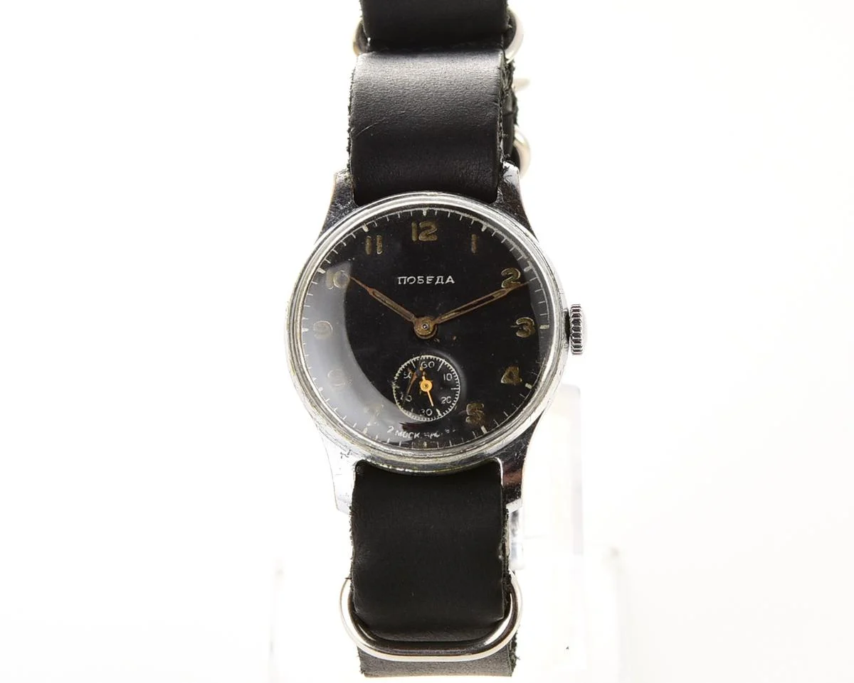 Vintage Soviet mechanical Pobeda wrist watch from 4th quarter 1955