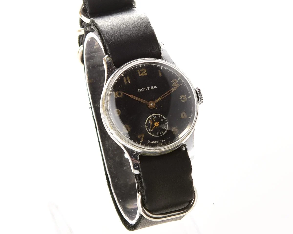 Vintage Soviet mechanical Pobeda wrist watch from 4th quarter 1955
