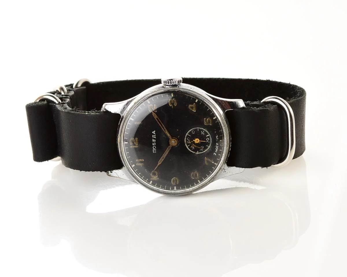 Vintage Soviet mechanical Pobeda wrist watch from 4th quarter 1955