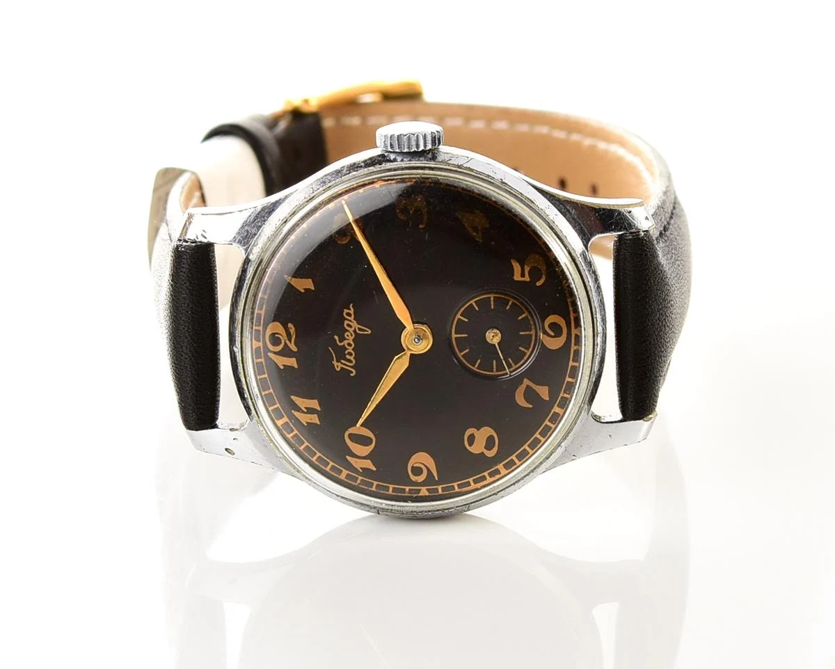 Vintage Soviet Pobeda mechanical wristwatch, PChZ, the 1st quarter of 1955