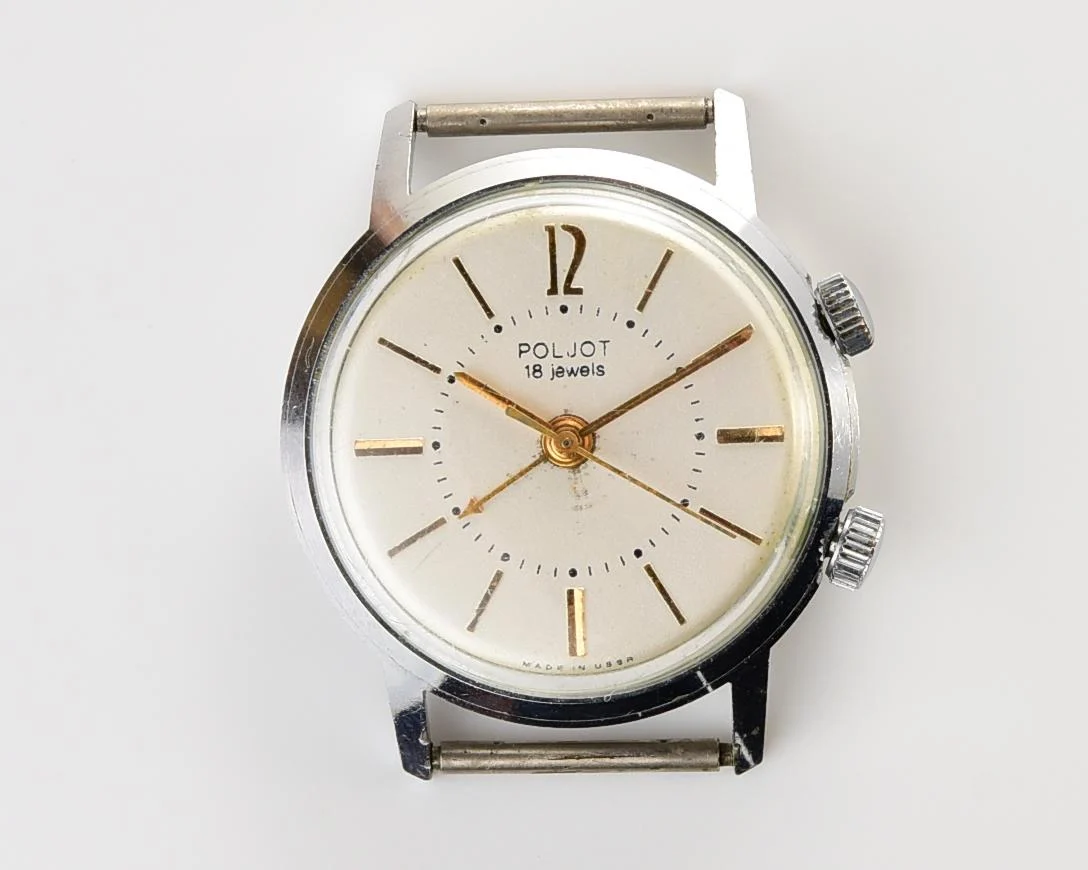 Soviet Poljot mechanical watch with alarm clock function