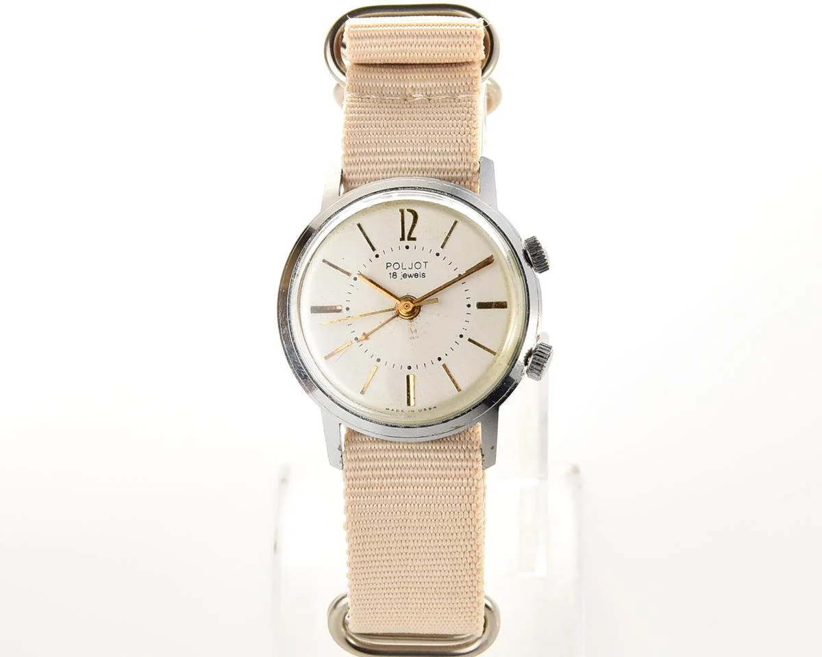 Soviet Poljot mechanical watch with alarm clock function