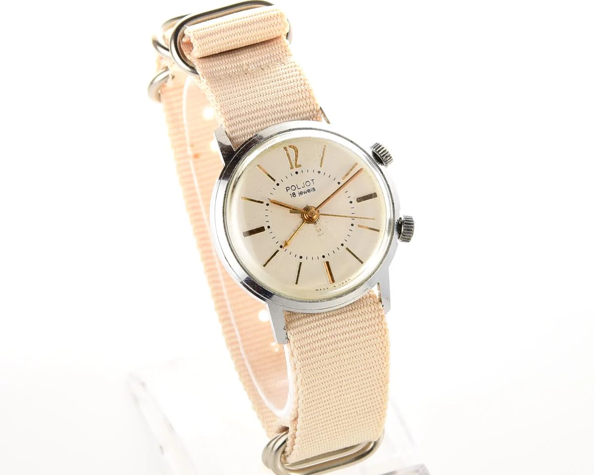 Soviet Poljot mechanical watch with alarm clock function