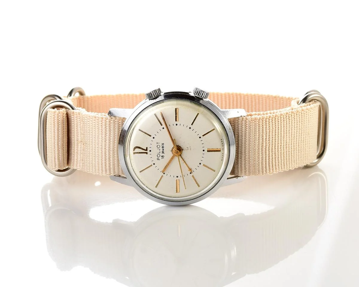Soviet Poljot mechanical watch with alarm clock function