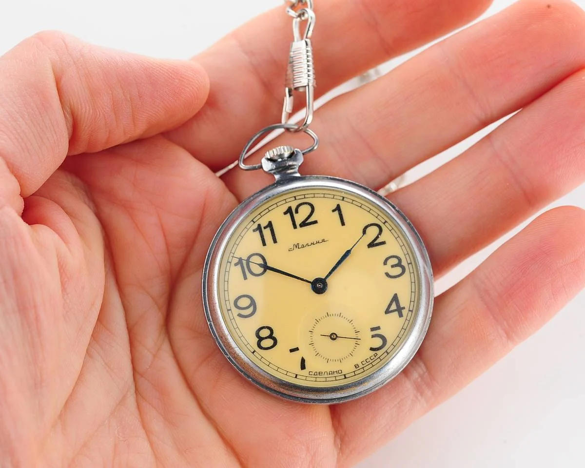 Molnija open face vintage Soviet pocket watch