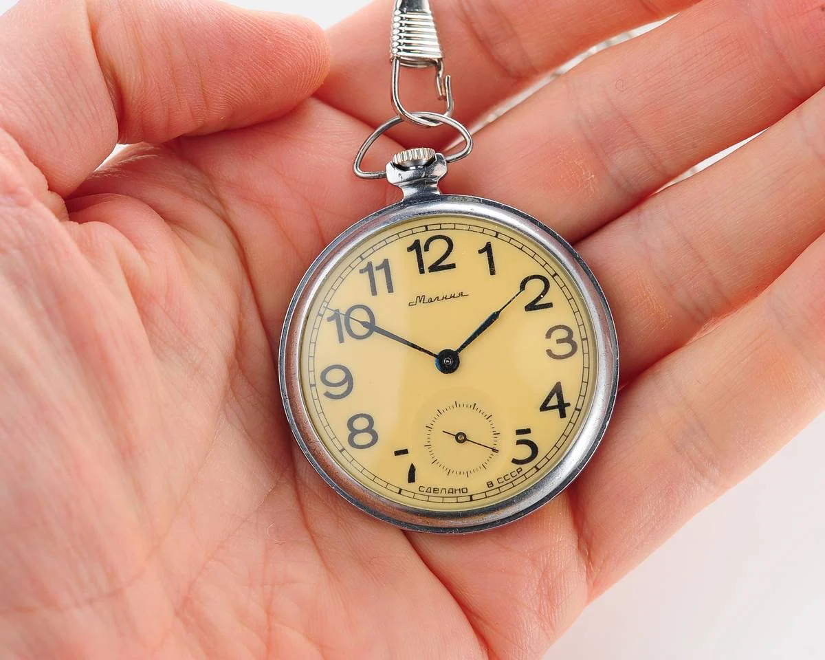 Molnija open face vintage Soviet pocket watch