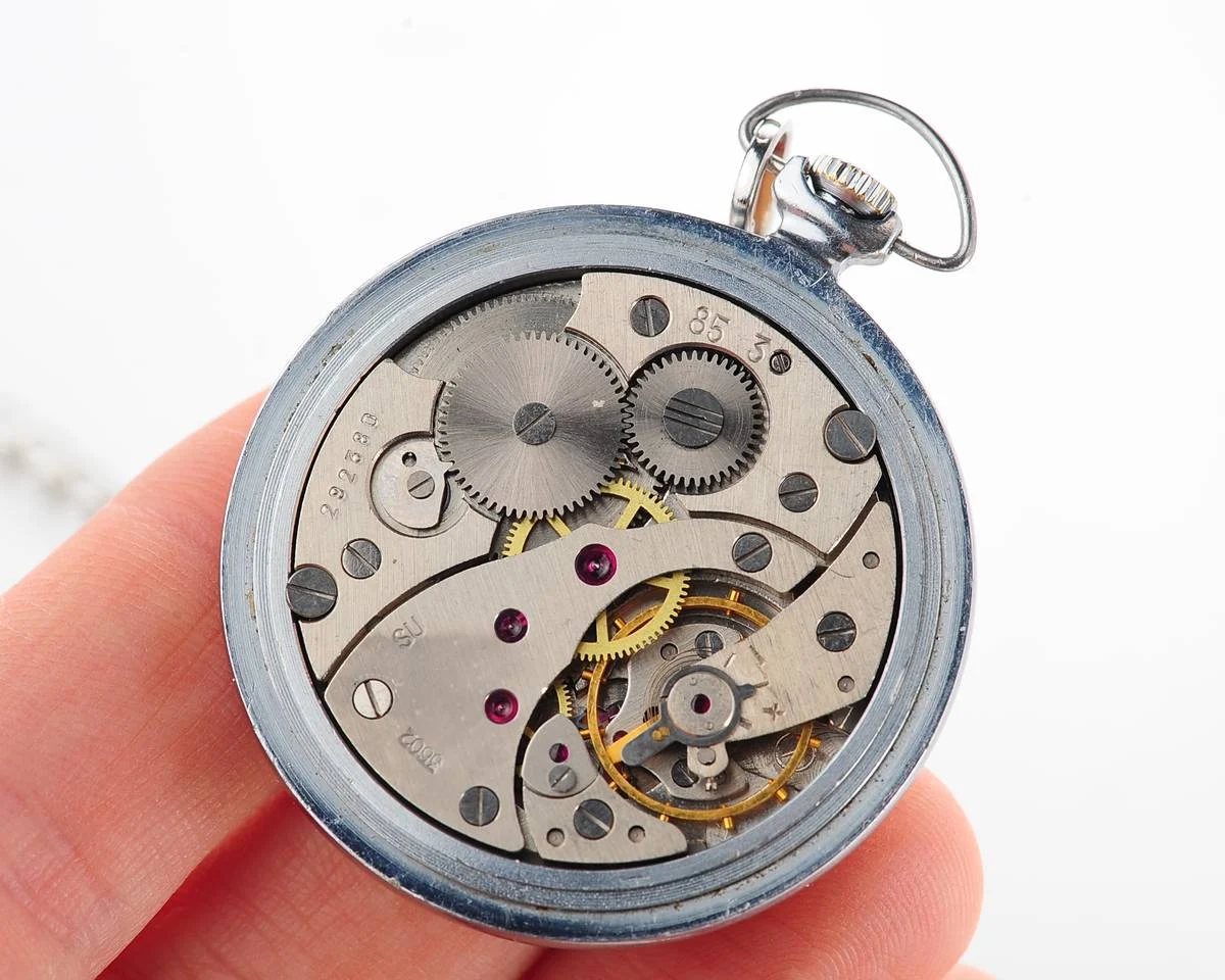 Molnija open face vintage Soviet pocket watch