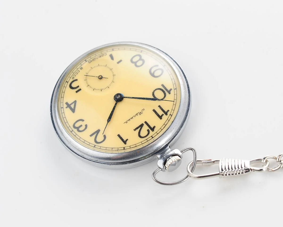 Molnija open face vintage Soviet pocket watch
