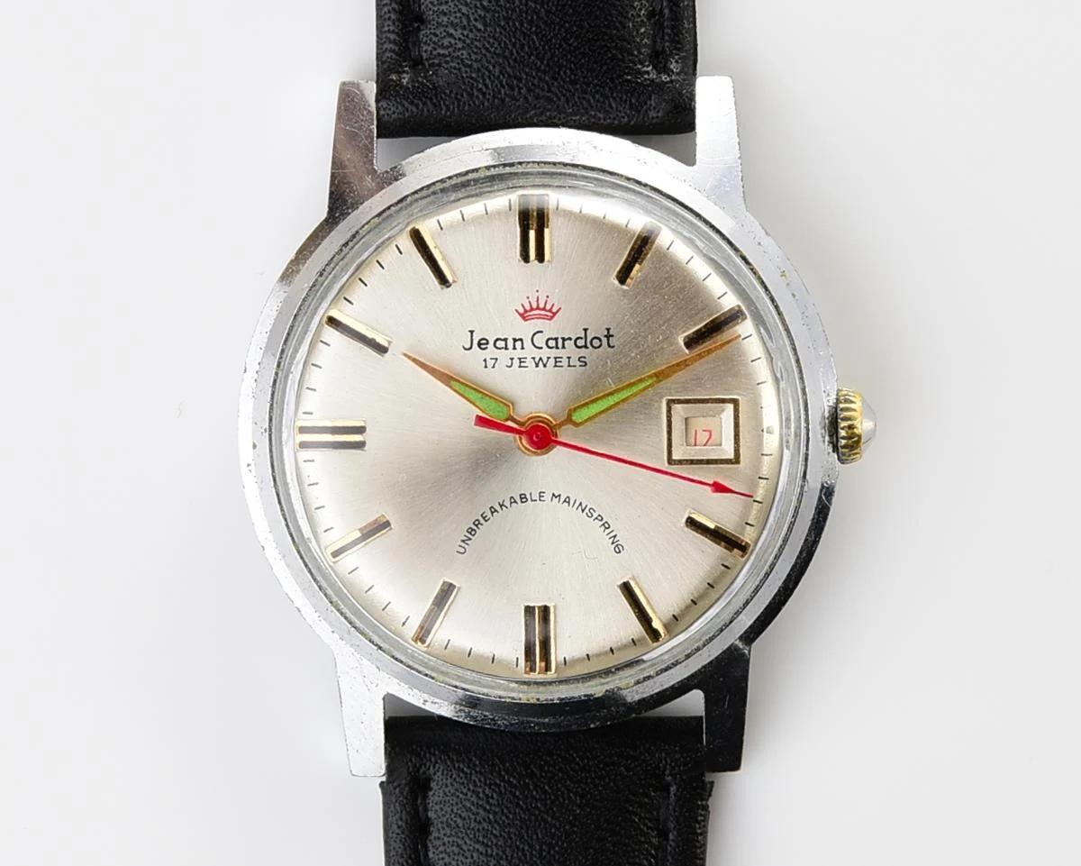 Rare: Jean Cardot mechanical watch - with "unbreakable" mainspring!
