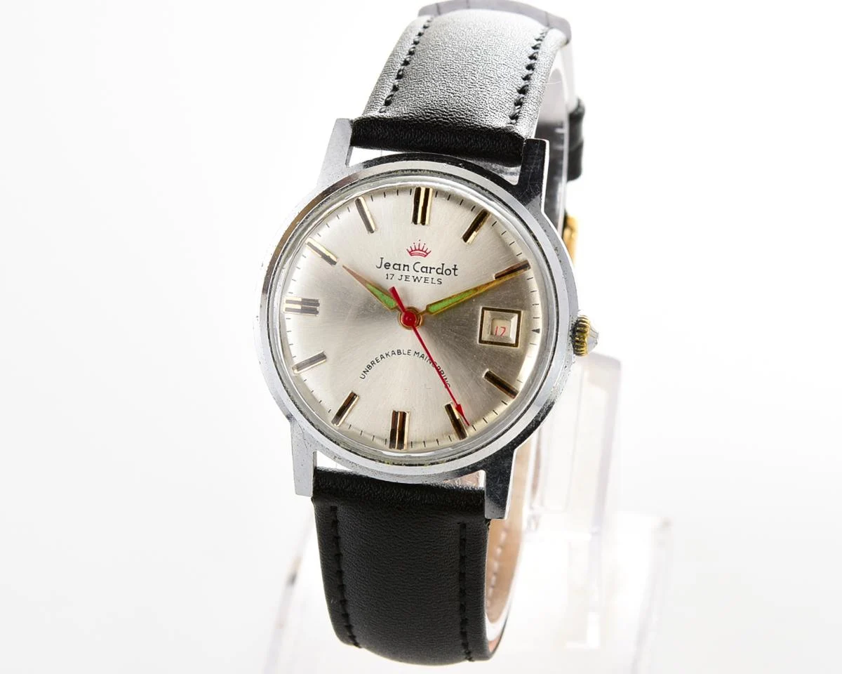 Rare: Jean Cardot mechanical watch - with "unbreakable" mainspring!