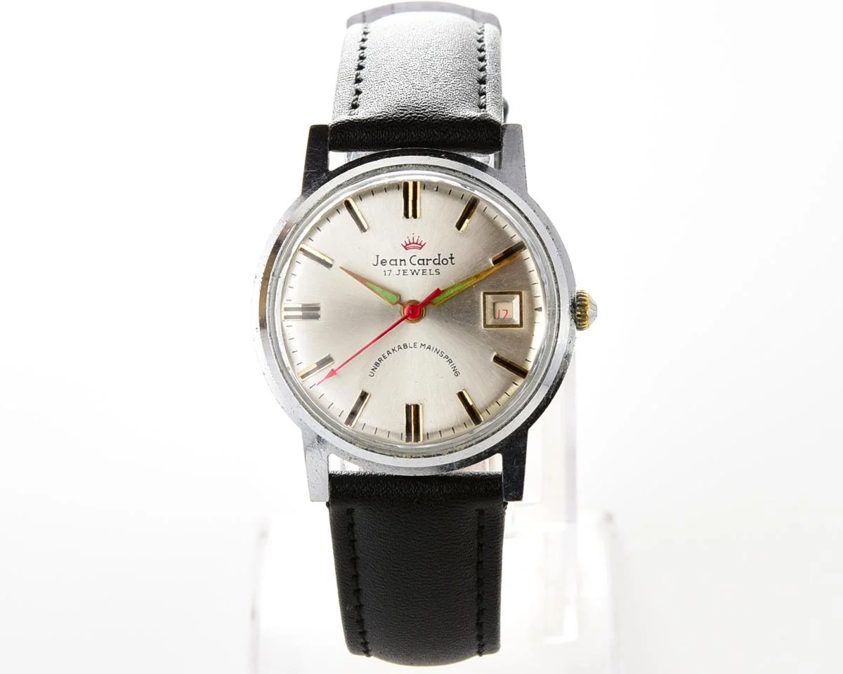 Rare: Jean Cardot mechanical watch - with "unbreakable" mainspring!