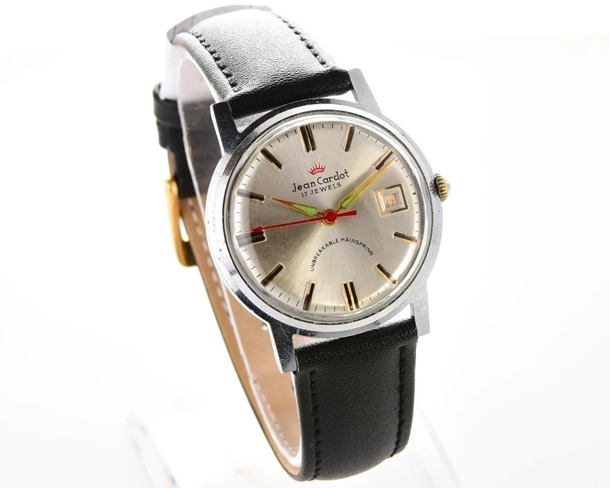 Rare: Jean Cardot mechanical watch - with "unbreakable" mainspring!