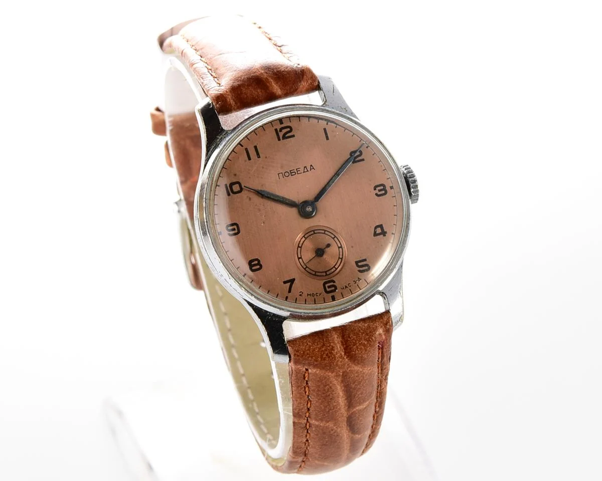 Excellent Soviet Pobeda watch with bronze dial, 4th quarter of 1958