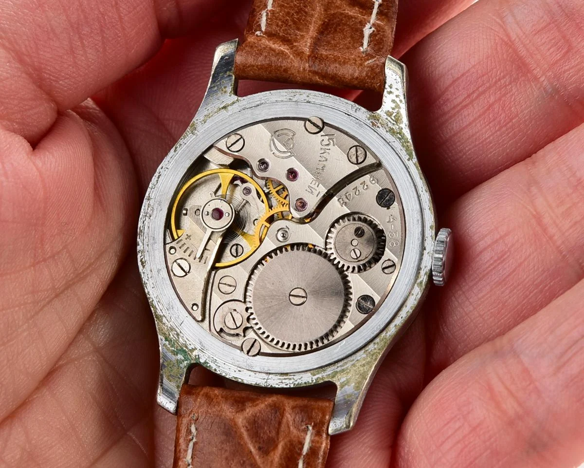 Excellent Soviet Pobeda watch with bronze dial, 4th quarter of 1958