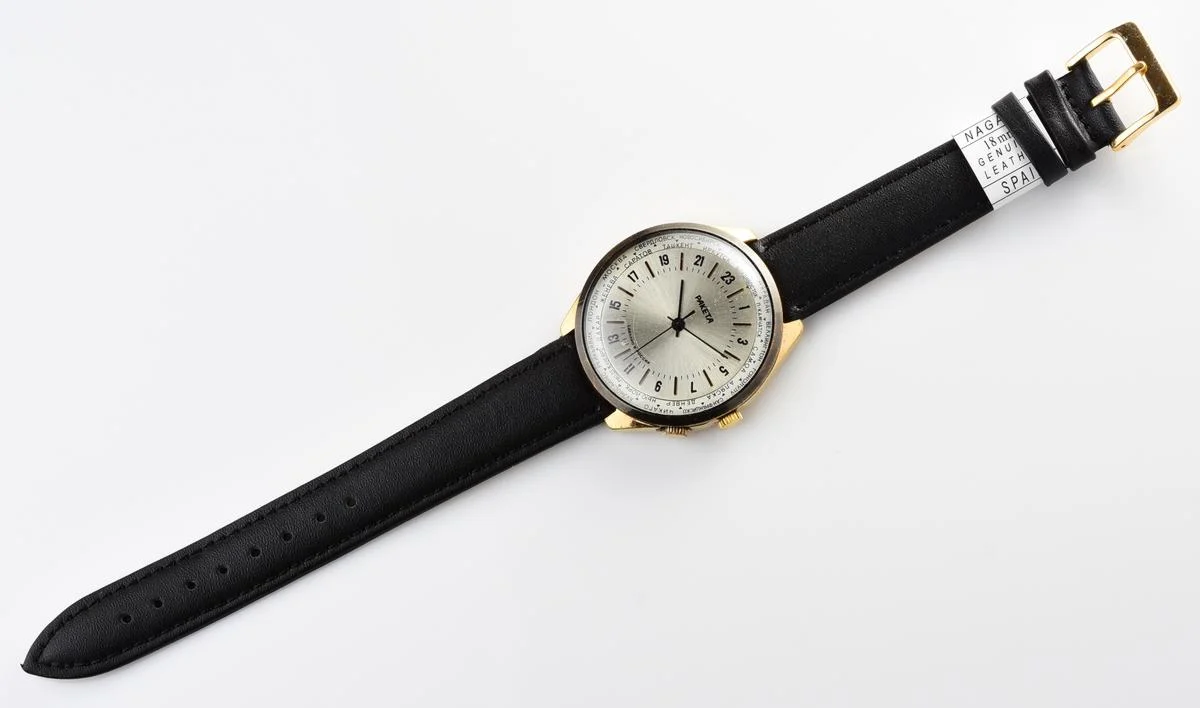 Vintage mechanical gold-plated Raketa watch with 24 hours dial