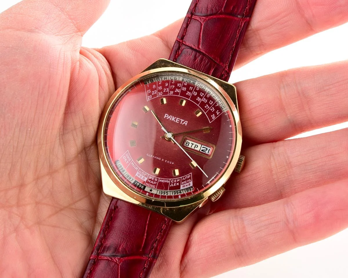 TIME CAPSULE: Vintage Soviet Raketa gold-plated perpetual calendar watch - New Old Stock (NOS)!