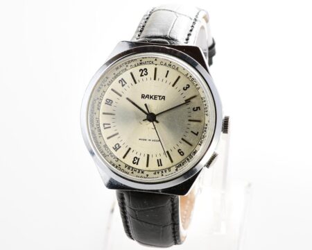 Soviet mechanical Raketa-Cities (Goroda) watch with 24 hours dial