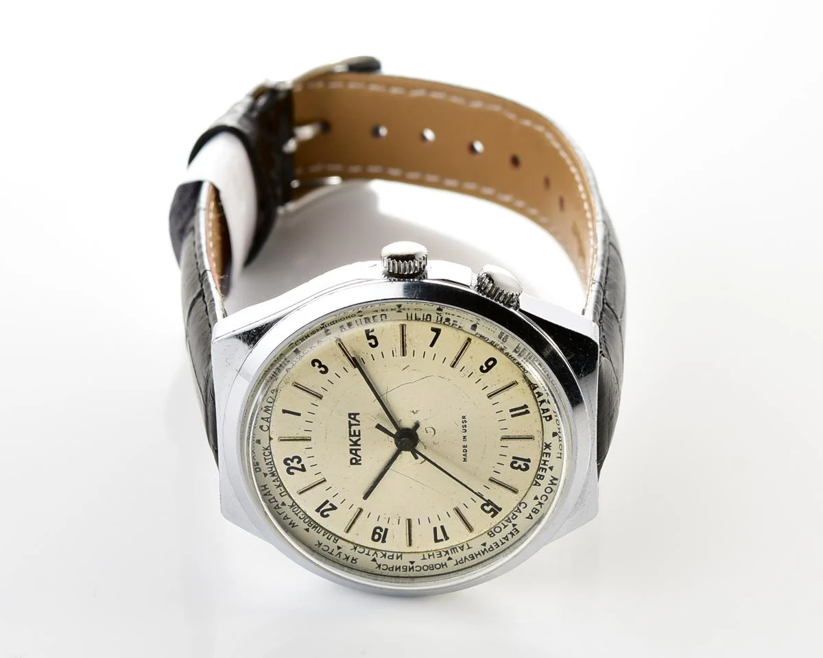 Soviet mechanical Raketa-Cities (Goroda) watch with 24 hours 2623.H mechanical movement