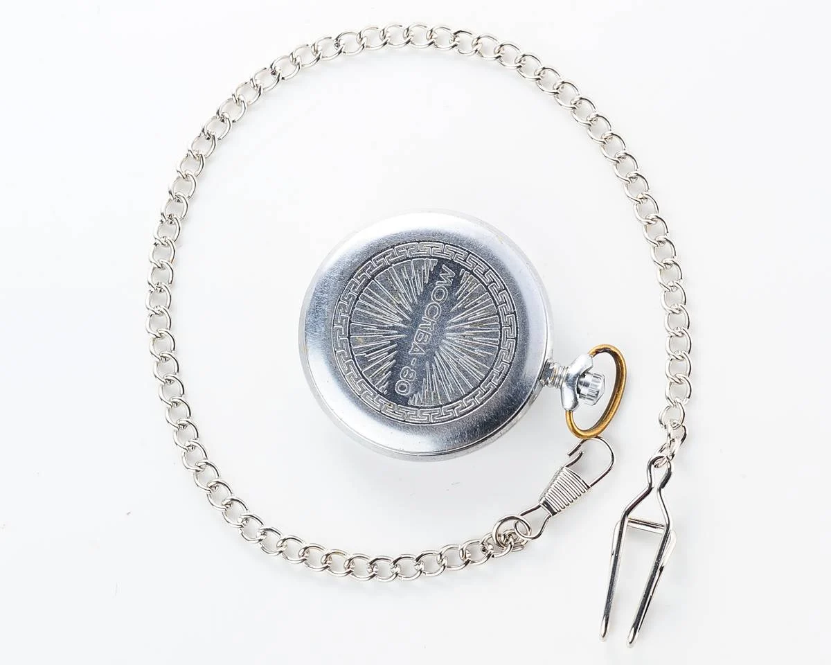 1980 Olympic mechanical Molnija pocket watch with boxer
