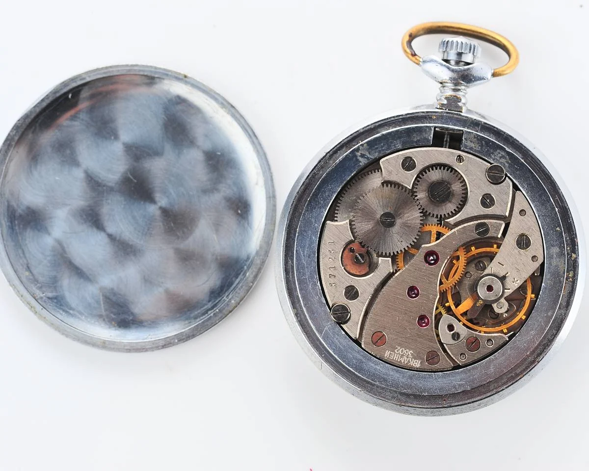 1980 Olympic mechanical Molnija pocket watch with boxer