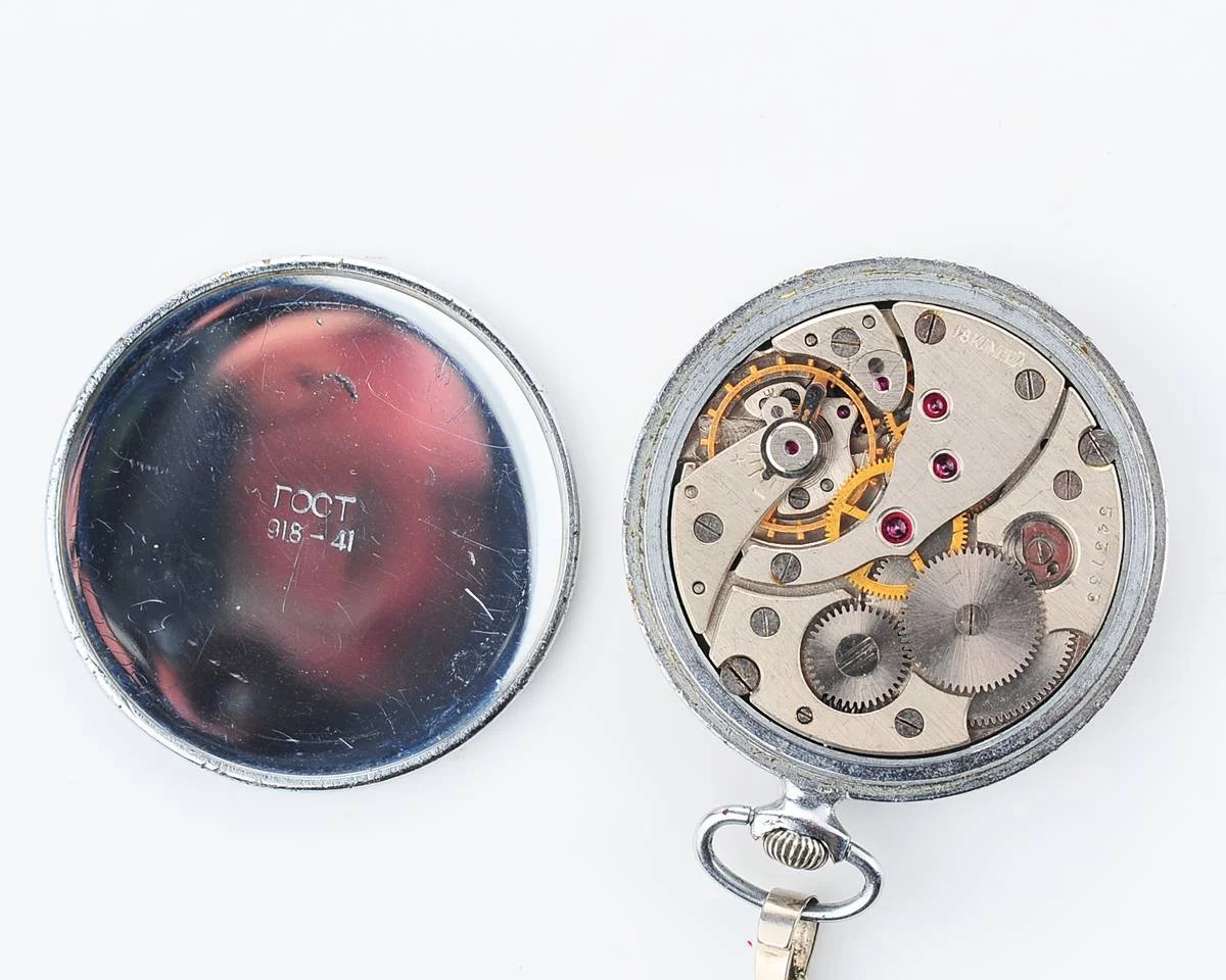 Molnija open face vintage Soviet pocket watch